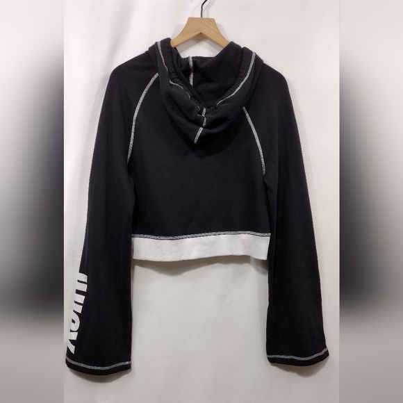 Juicy Couture Fleece Track Bell Sleeve Cropped Pullover Women's M Black Boho 90s - Picture 8 of 11